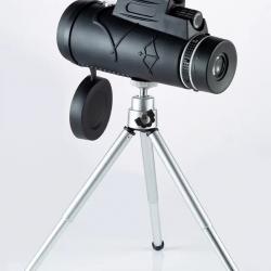 Monoculaire Télescope 50x60 Longue Portée Prisme BAK4 avec Trépied + Clip Smartphone Chasse Concert