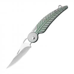 Couteau de Collection Pliant "Feuille" - Lame Acier Inox - Porte-Clé EDC Pièce Unique en Stock !