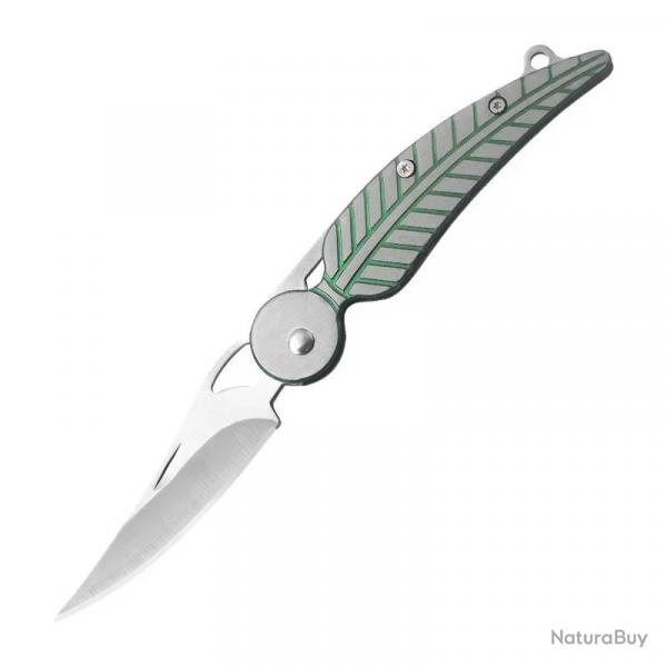 Couteau de Collection Pliant "Feuille" - Lame Acier Inox - Porte-Cl EDC Pice Unique en Stock !