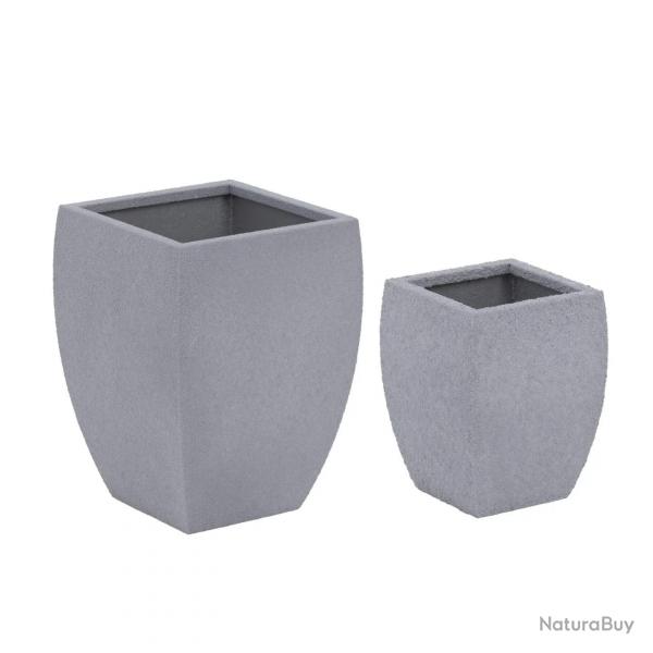 Pots de fleurs lot de 2 acier corten coniques / arrondis acier corten gris 14_0009736