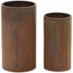 Pots de fleurs lot de 2 acier corten rond rouge acier corten marron 14_0009737