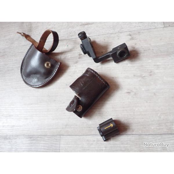 Beau dioptre + tunnel avec iris + 2 cuirs pour tirs de prcision avec fusil Rubin Schmidt K31 Suisse