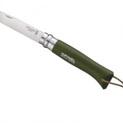 Couteau OPINEL baroudeur N° 08 kaki avec lien en cuir