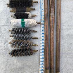 Nécessaire de nettoyage fusil baguette en 3 parties avec 9 différentes brosses acier, crin et laine
