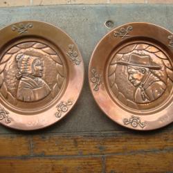 ASSIETTES EN CUIVRE VILLE SALLES CURAN  AVEYRON