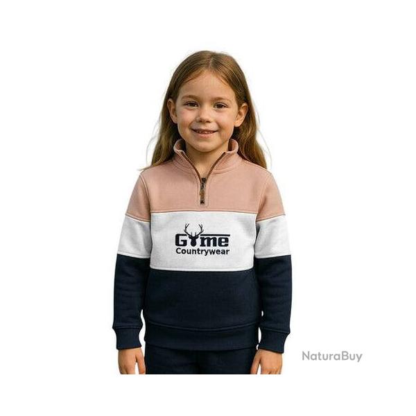 Pull Countrywear pour enfant - GME05-K  Rose/Blanc/Marine