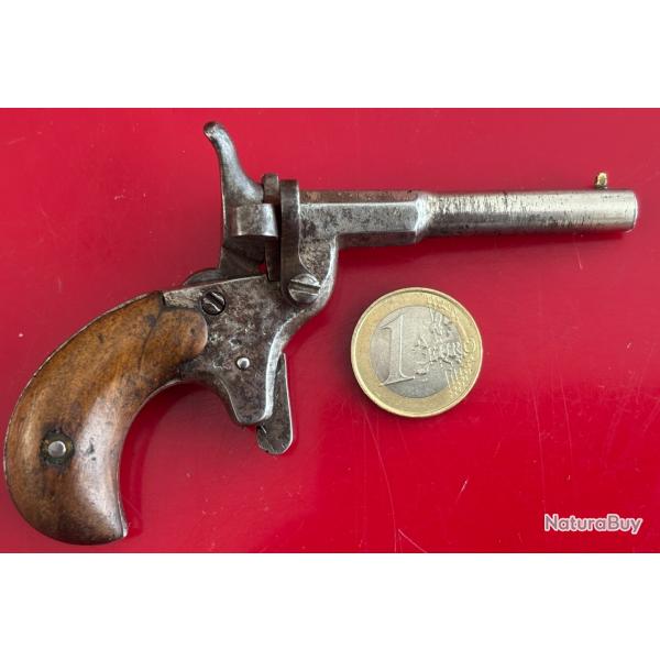 Petit pistolet dit de cycliste des annes 1900, un coup, calibre 5,5 ou 6mm ?