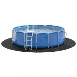Tapis de sol de piscine noir Ø 500 cm en tissu non tissé, rond.