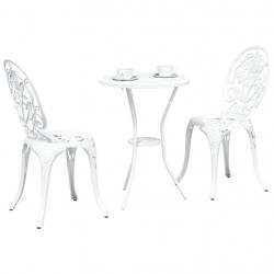 Ensemble de Bistro de Jardin 3 Pièces en Aluminium Blanc