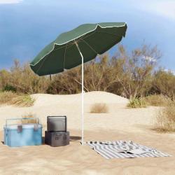Parasol de plage avec poteau en métal, vert 161 x 193 cm en polyester.