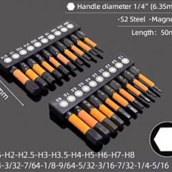 Kit 20 embouts BTR / Allen longs 50mm