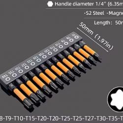 Kit 13 embouts Torx longs 50mm