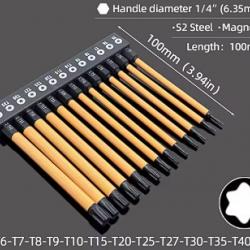 Kit 13 embouts Torx longs 100mm