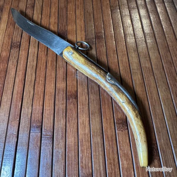 SUPERBE GRAND 34 cm COUTEAU PLIANT A PALME CORNILLON VERS 1900 TRS BON TAT