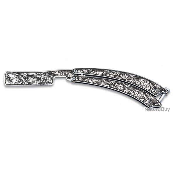 Couteau  papillon  rasoir grav de   15.00 cm