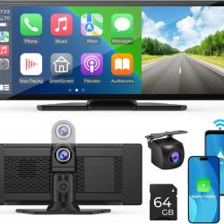 Autoradio sans fil Carplay et Android Auto écran tactile 10,26" : caméra de recul 1080p, Mirror Link