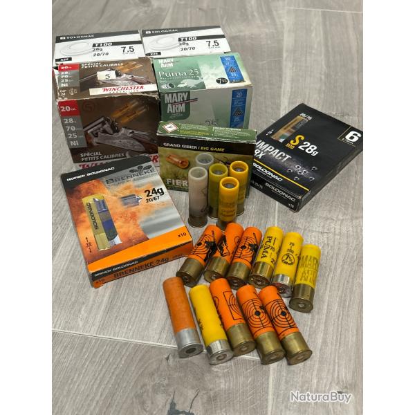 Gros lot de 140 cartouches et balles calibre 20  1