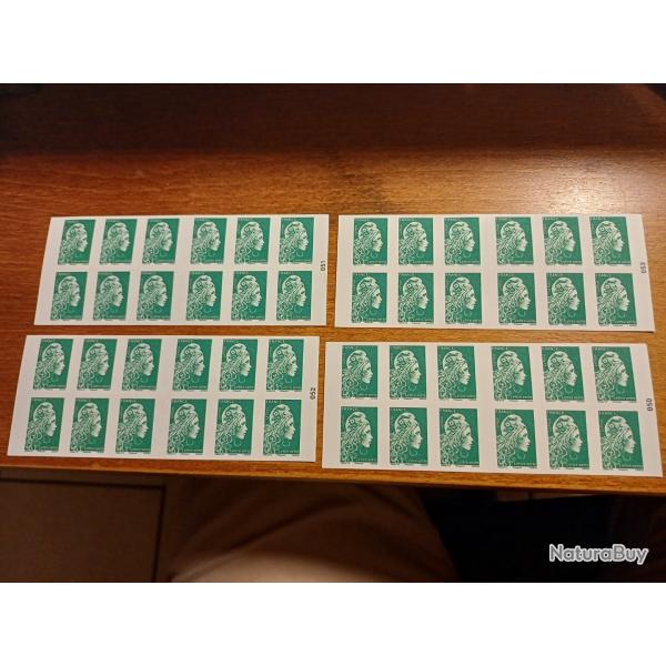 4 carnets de timbres verts neufs collection