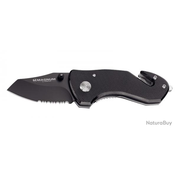 Bker Magnum Couteau Black Rescue - Lame 53mm - Manche Aluminium - Clip