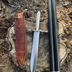 épieux de grande chasse d'artisan / manche fibre de carbone / dague acier carbone