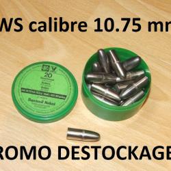 20 ogives RWS DYNAMIT NOBEL calibre 10.75mm 26.0gr diam 423 401grains 2.14594.4 -VENDU PAR JEPERCUTE