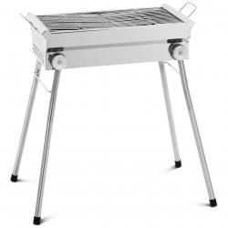 Barbecue au charbon de bois avec tablette rabattable 43 x 25 cm acier galvanisé acier inoxydable ar