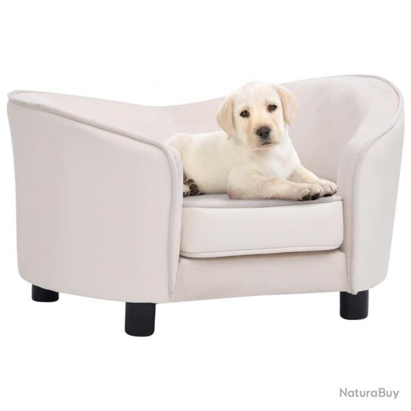 Canap pour chien 69 cm peluche et synthtique crme 02_0000135