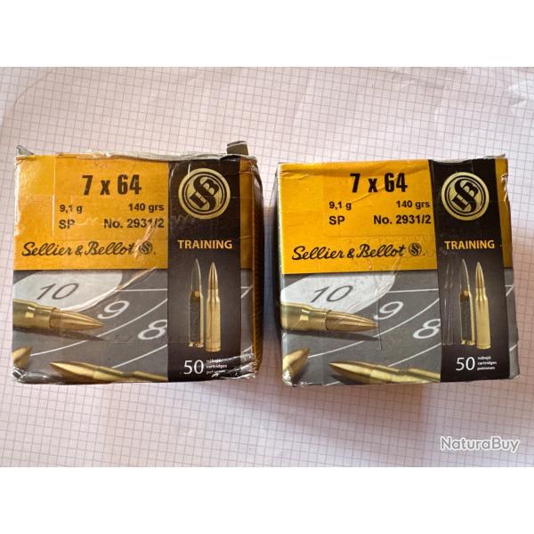 Sellier Bellot 7x64 SP 140grs. lot de 99 cartouches