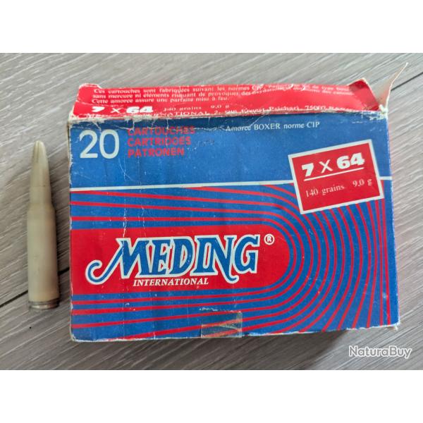 boite 18 cartouches meding 7 x 64 140grains 9.0g
