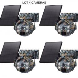Lot de 4 Caméras de Chasse 4 MP 4G PTZ 360° Solaire - Vision Nocturne Camouflage Caméra