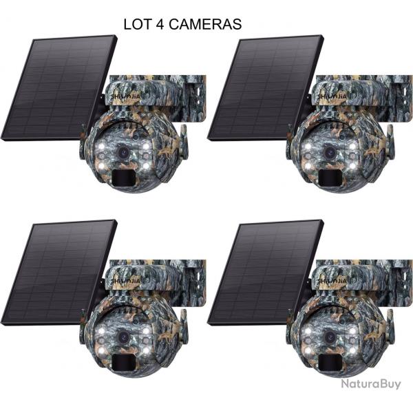 Lot de 4 Camras de Chasse 4 MP 4G PTZ 360 Solaire - Vision Nocturne Camouflage Camra