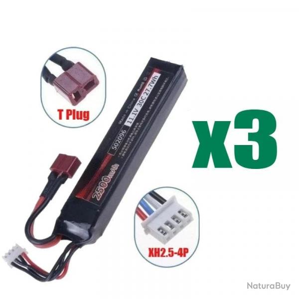 Batterie Lipo 11.1V 2500mAh LISM - 3pcs T battery 11.1V