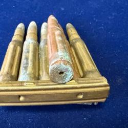 CLIP DE 5 CARTOUCHES D'EXERCICE + 1 SEULE  INERTES  ET DÉMILITARISÉES DE CALIBRE, MAUSER  7, 57 MM