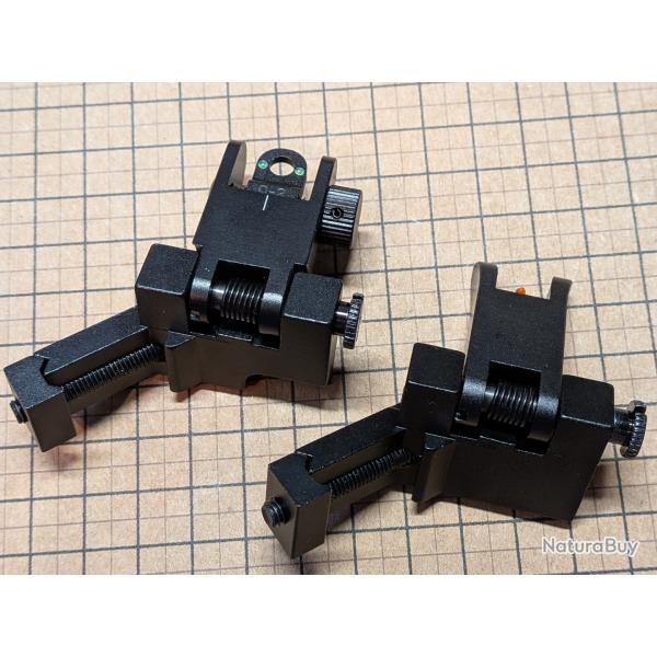 Vise flip-up 45 fibre optique pour rail Picatinny 21mm