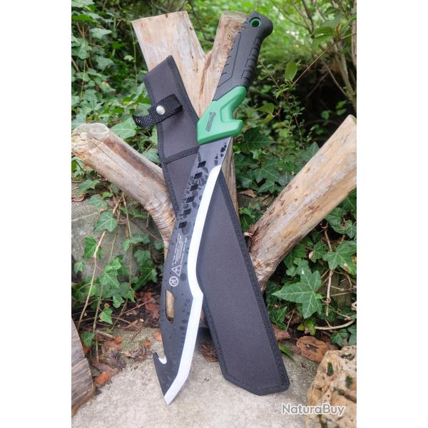 Couteau Kukkri Bowie Machette Lame Acier 3Cr13 Pour Elager Manche ABS Etui Nylon Ouvrier Forestier
