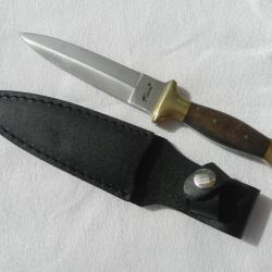 belle dague de chasse Léopard longueur 23,5 cm avec son étui cuir