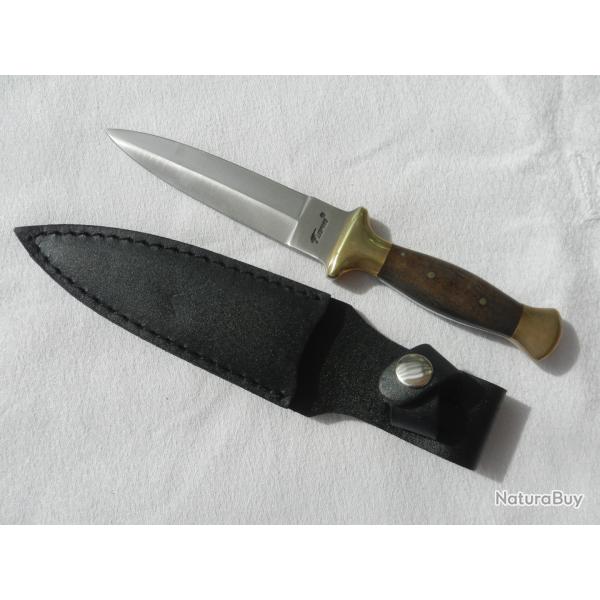 belle dague de chasse Lopard longueur 23,5 cm avec son tui cuir