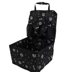 Siège de Voiture pour Chien + Poches de Rangement Housse Universelle Antidérapante Noir
