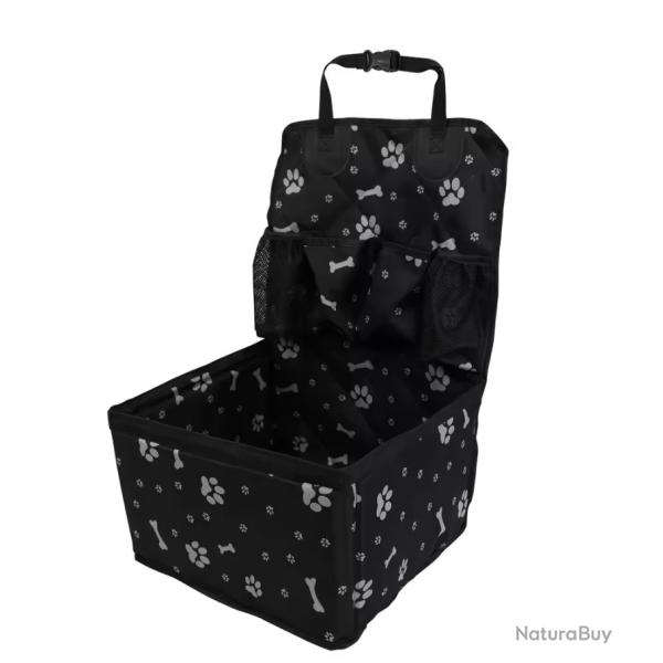 Sige de Voiture pour Chien + Poches de Rangement Housse Universelle Antidrapante Noir