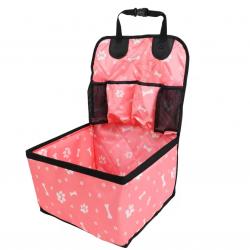 Siège de Voiture pour Chien + Poches de Rangement Housse Universelle Antidérapante Rose