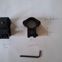 collier pour optiques de 25.4 mm avec rail picatinny 11 mm