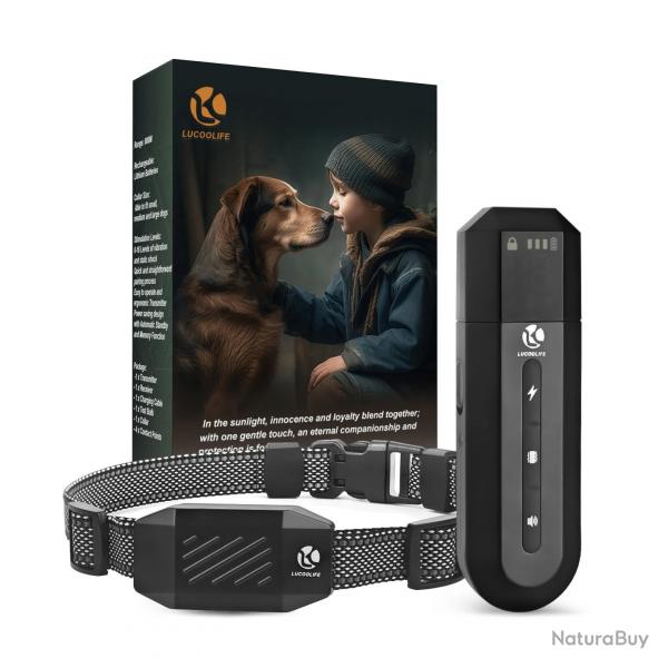 Collier de Dressage Chien Etanche Tlcommande 800 m Bip Vibration Choc Rechargeable et rglable