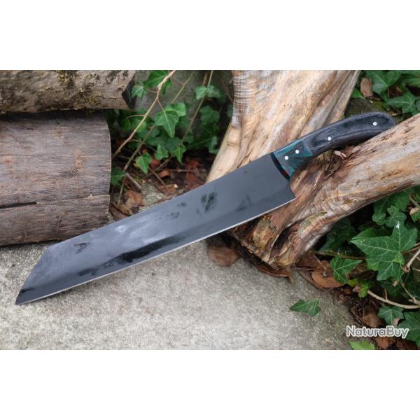 Couteau de Cuisine Style Japonais Kiritsuke Lame Acier Carbone 1055 Manche Bois Fabricat Artisanale