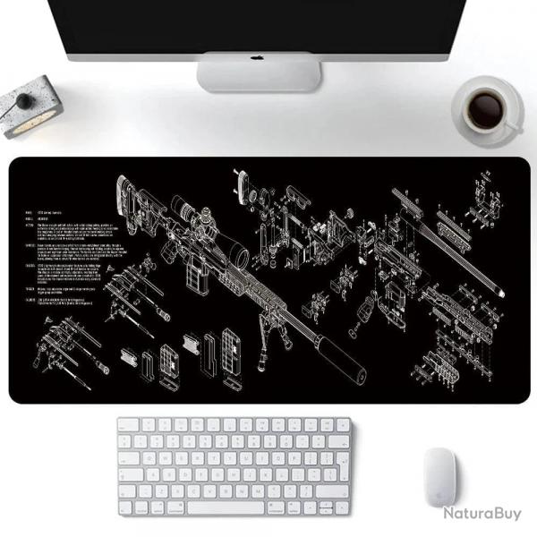 Firearm Large Cool Mouse Pad Gaming Desk Mat Gun Parts Mouse Mat Computer Rifle Mousepad 900x400mm G