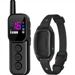 Collier de Dressage Chien IPX67 Bip Vibration Choc Réglable Télécommande 500 m Rechargeable Noir