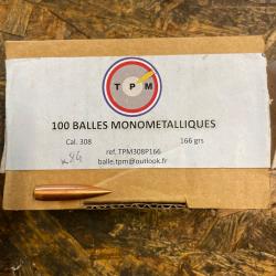 Ogive mono métallique TPM 308 166 grains