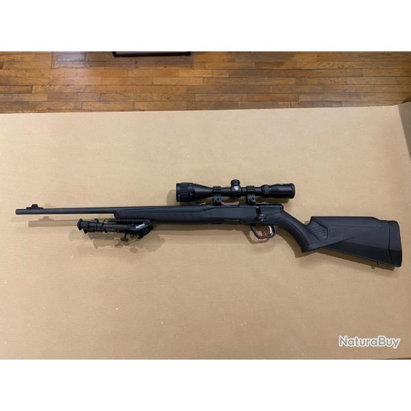 Carabine Savage B22 Gaucher Cal. 22 LR + Lunette Nikko Stirling 3-9 x 40 + Bipied