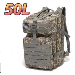 Sac à dos tactique ACU 50L - chasse, pêche, bivouac, randonnée, camping robuste