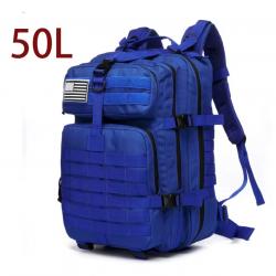 Sac à dos tactique bleu 50L - trekking, camping, bushcraft, plein air, chasse, pêche outdoor