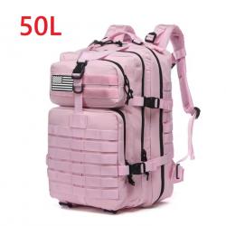 Sac à dos tactique rose 50L - randonnée, camping, voyage, trekking outdoor robuste